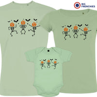 Pumpkin Skeleton Dance Halloween Matching Organic Cotton Family Set (Set of 3)