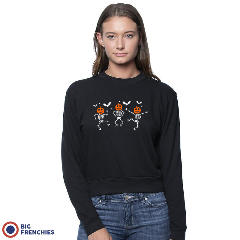 Pumpkin Skeleton Dance Halloween Women's Organic Cotton RPET French Terry Crew