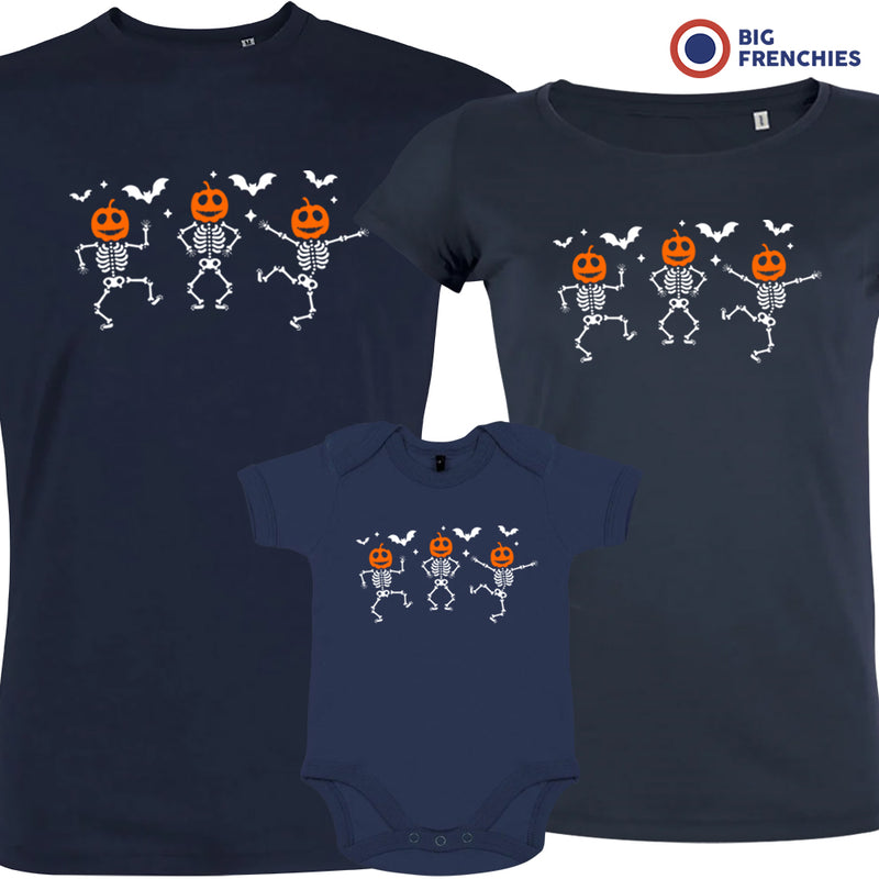 Pumpkin Skeleton Dance Halloween Matching Organic Cotton Family Set (Set of 3)