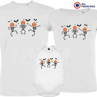 Pumpkin Skeleton Dance Halloween Matching Organic Cotton Family Set (Set of 3)