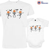 Pumpkin Skeleton Dance Halloween Dad and Child Organic Cotton family Set (Set of 2)