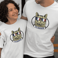 Purrris French Cat Dad and Child Organic Cotton T-Shirts family Set (Set of 2)