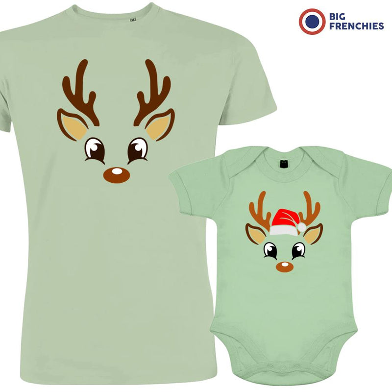 Reindeer Christmas Dad and Child Organic Cotton family Set (Set of 2)