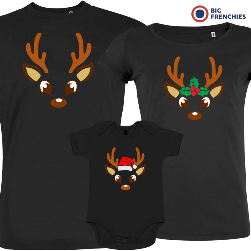 Reindeer Christmas Matching Family Organic Tees (Set of 3)