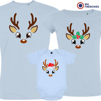 Reindeer Christmas Matching Family Organic Tees (Set of 3)