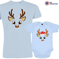 Reindeer Christmas Dad and Child Organic Cotton family Set (Set of 2)