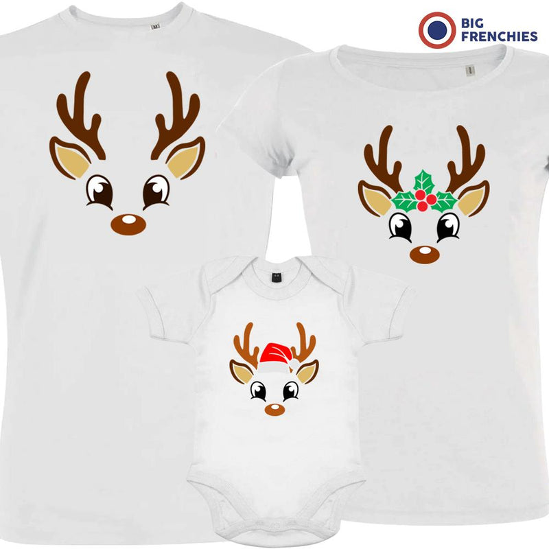 Reindeer Christmas Matching Family Organic Tees (Set of 3)