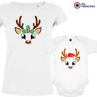 Reindeer Christmas Mom and Child Organic Cotton family Set (Set of 2)