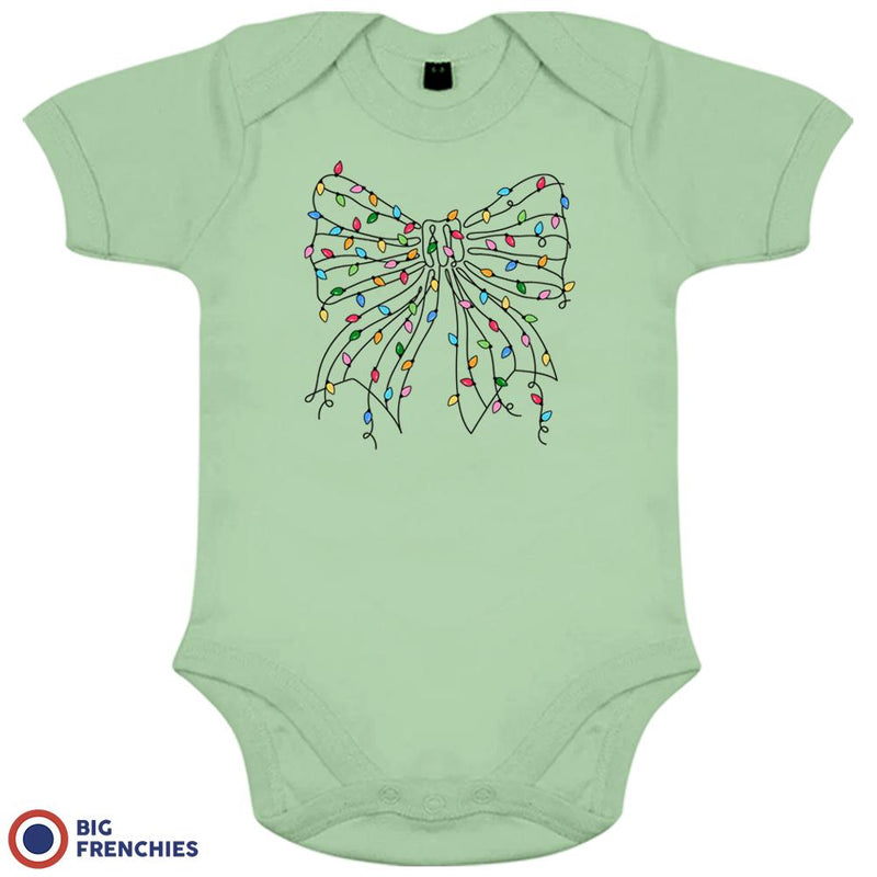 Christmas Bow Organic Cotton Baby Girl Onesie