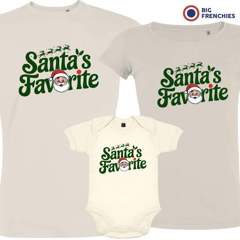 Santa's Favorite Christmas Matching Family Organic Tees (Set of 3)