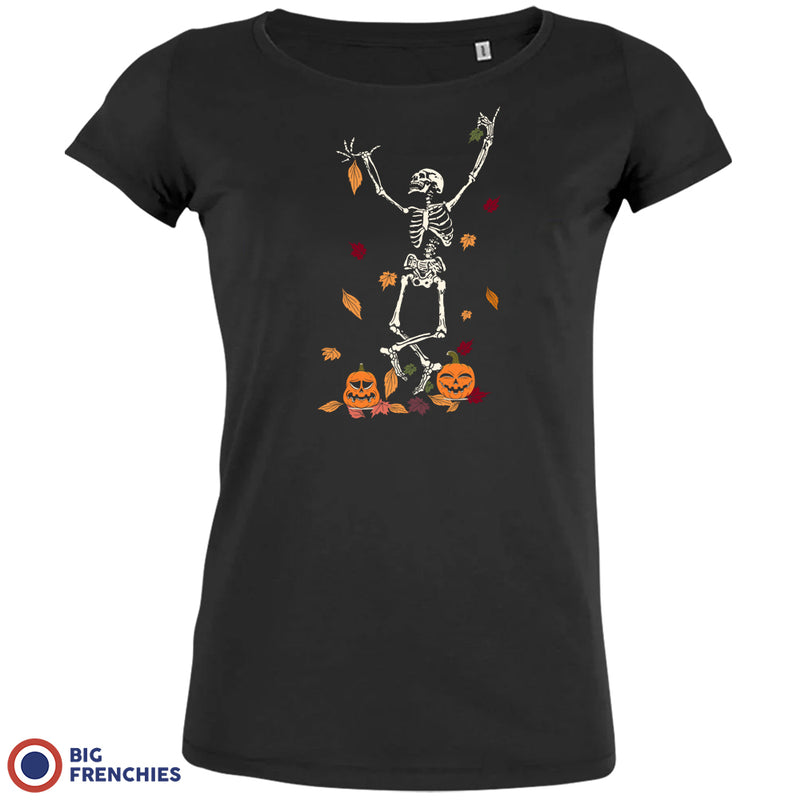 Fall Skeleton Dance Halloween Women's Organic Cotton Tee