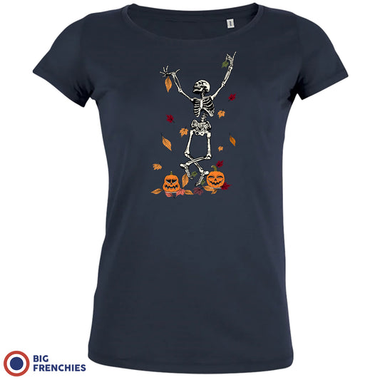 Fall Skeleton Dance Halloween Women's Organic Cotton Tee