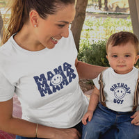 Mama And Birthday Boy Smiley Mom and Child Organic Cotton T-Shirts family Set (Set of 2)