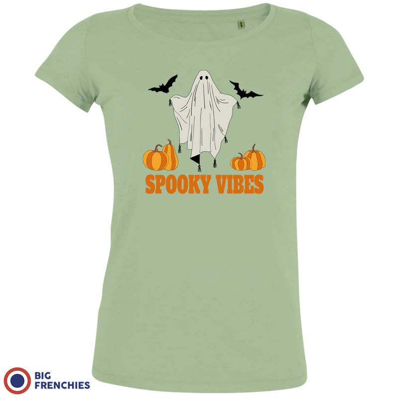 Spooky Vibes With Pumpkin And Ghost Women's Organic Cotton Tee