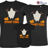 Spooky Vibes With Pumpkin And Ghost Matching Organic Cotton Family Set (Set of 3)