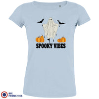 Spooky Vibes With Pumpkin And Ghost Women's Organic Cotton Tee