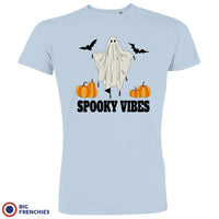 Spooky Vibes With Pumpkin And Ghost Men's Organic Cotton Tee