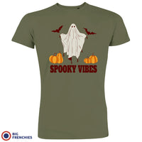 Spooky Vibes With Pumpkin And Ghost Men's Organic Cotton Tee