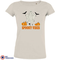 Spooky Vibes With Pumpkin And Ghost Women's Organic Cotton Tee