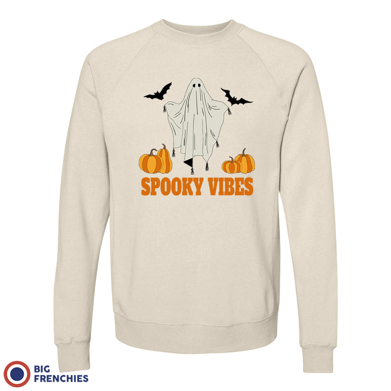 Spooky Vibes With Pumpkin And Ghost Unisex Organic Cotton Sweatshirt