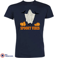 Spooky Vibes With Pumpkin And Ghost Men's Organic Cotton Tee