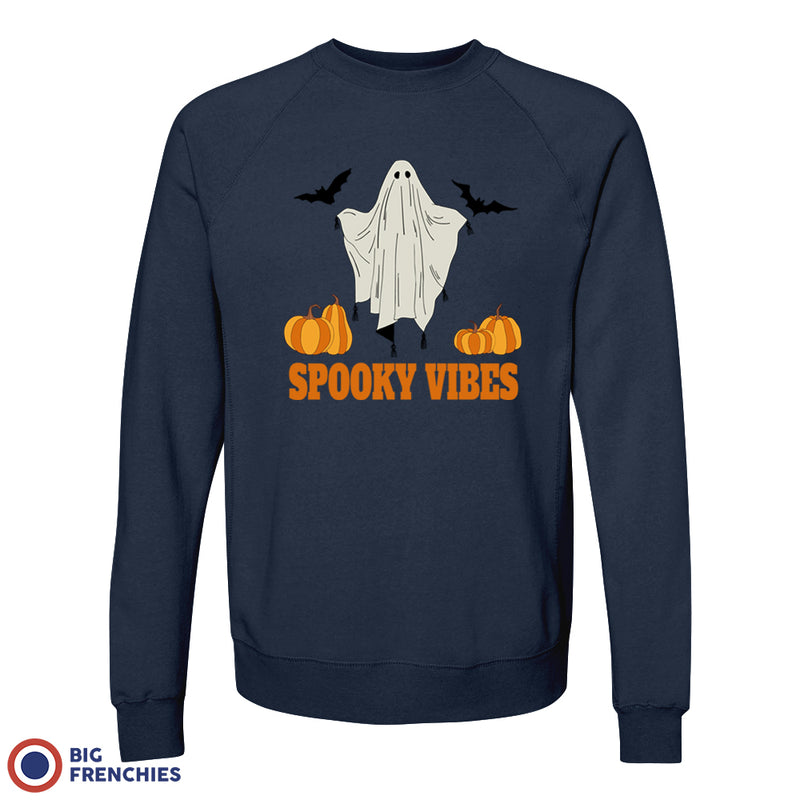 Spooky Vibes With Pumpkin And Ghost Unisex Organic Cotton Sweatshirt