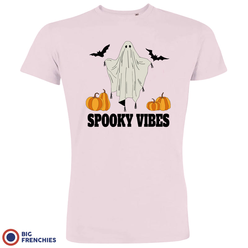 Spooky Vibes With Pumpkin And Ghost Men's Organic Cotton Tee