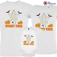 Spooky Vibes With Pumpkin And Ghost Matching Organic Cotton Family Set (Set of 3)