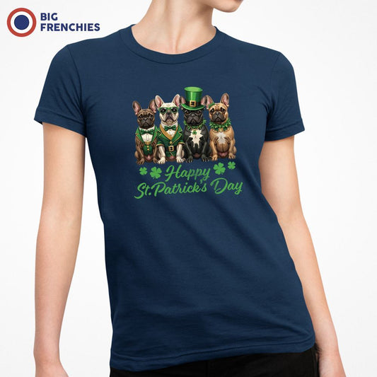 French Bulldog Happy St Patrick's Day Women's Organic Cotton Tee