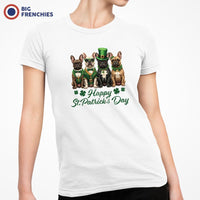 French Bulldog Happy St Patrick's Day Women's Organic Cotton Tee