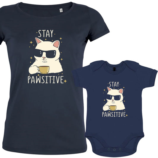 Stay Pawsitive Mom and Child Organic Cotton Matching Family Set