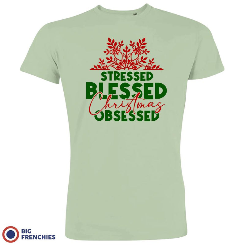 Stressed Blessed Christmas Obsessed Men's Organic Cotton Tee