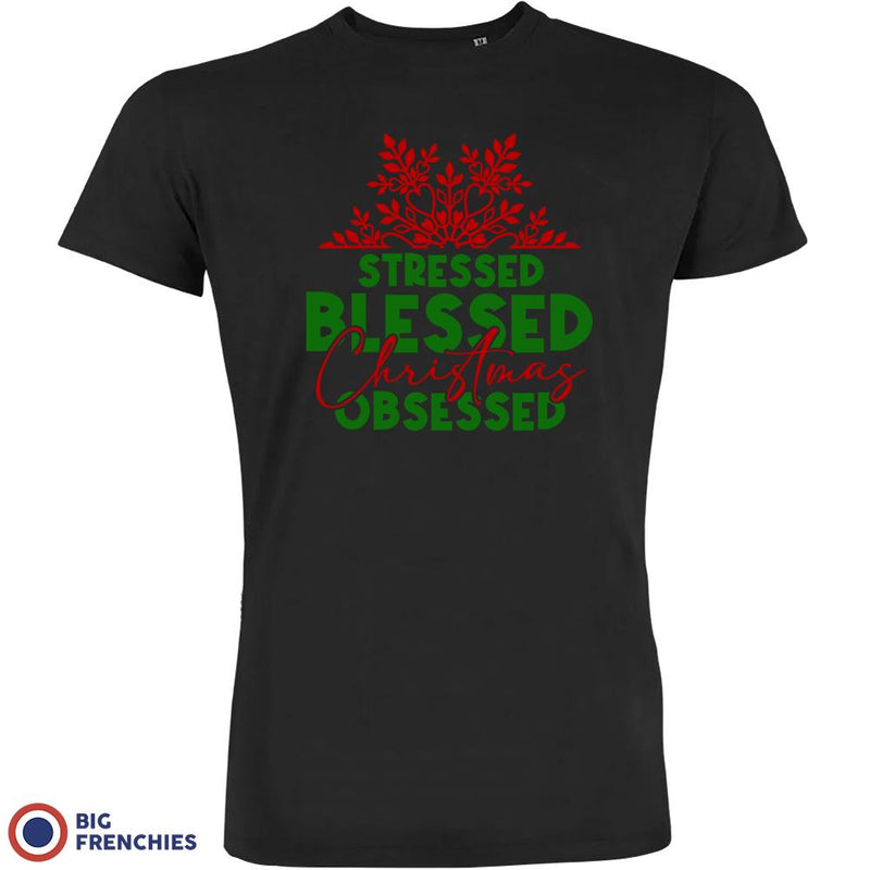 Stressed Blessed Christmas Obsessed Men's Organic Cotton Tee