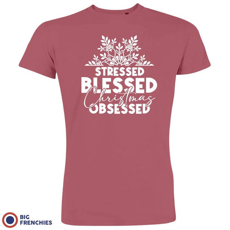 Stressed Blessed Christmas Obsessed Men's Organic Cotton Tee