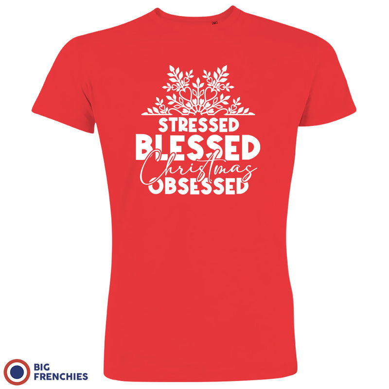 Stressed Blessed Christmas Obsessed Men's Organic Cotton Tee