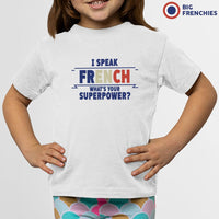 I Speak French What's Your Superpower? Youth & Toddler Organic Cotton Tee