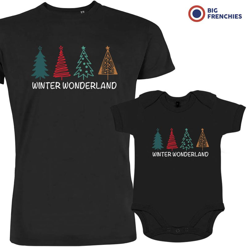 Winter Wonderland Christmas Dad and Child Organic Cotton family Set (Set of 2)