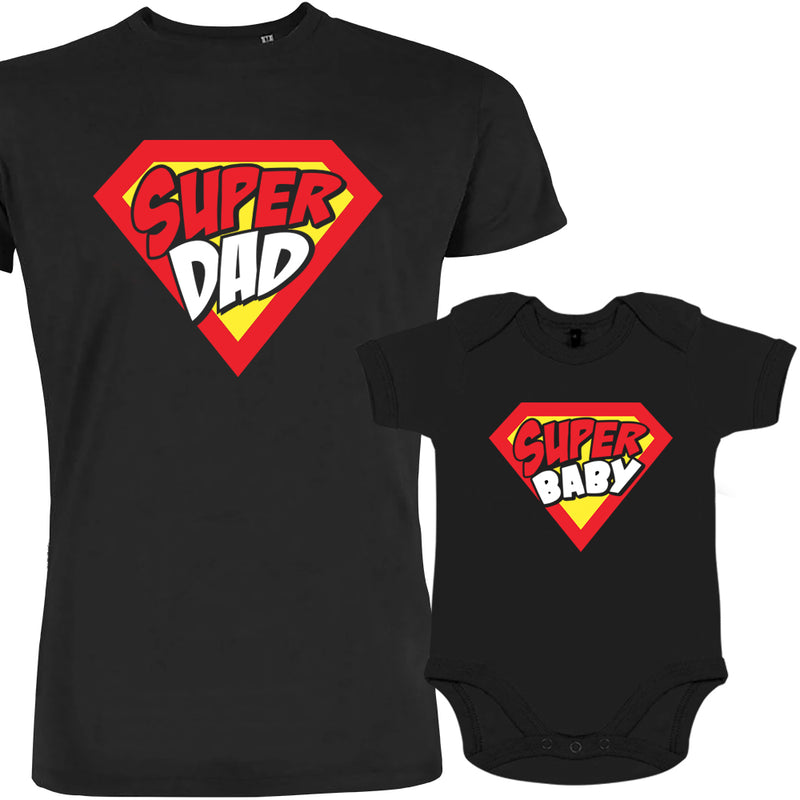 Super Dad and Super Baby Dad and Child Matching Organic Cotton Outfit