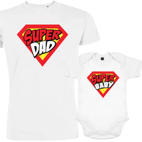 Super Dad and Super Baby Dad and Child Matching Organic Cotton Outfit