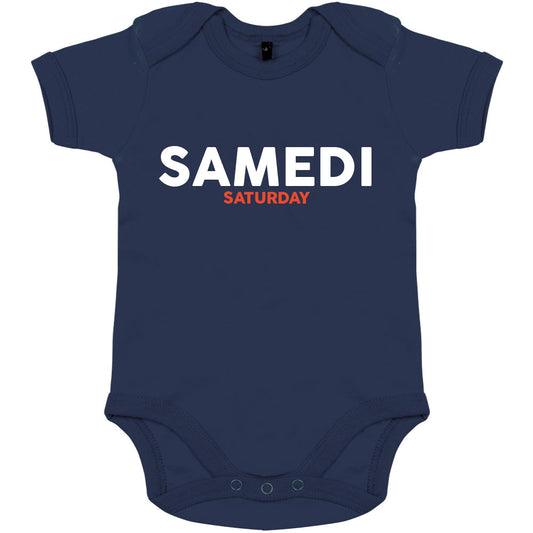 Samedi/Saturday Organic Baby Onesie (Navy) - bigfrenchies