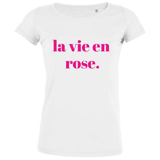 La Vie en Rose Women's Organic Tee (White) - BIG FRENCHIES