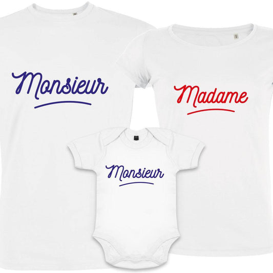 Monsieur Madame Petit Monsieur Matching Family Organic Tees (Set of 3) - BIG FRENCHIES